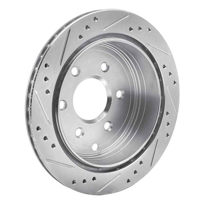 Nissan Frontier Brake Rotor (1) - Rear Right - R1 Concepts - Drilled & Slotted - Silver - `05-`25